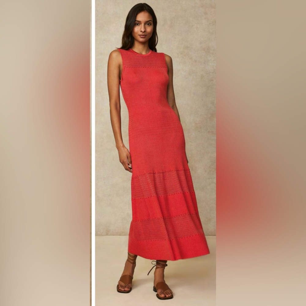 Pearl by Lela Rose Pointelle Midi Knit Dress